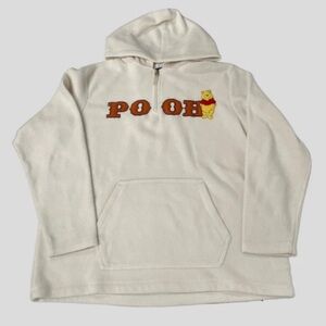 Vintage Winnie The Pooh Disney Quarter Zip Pullover Sweatshirt Cream Long Sleeve